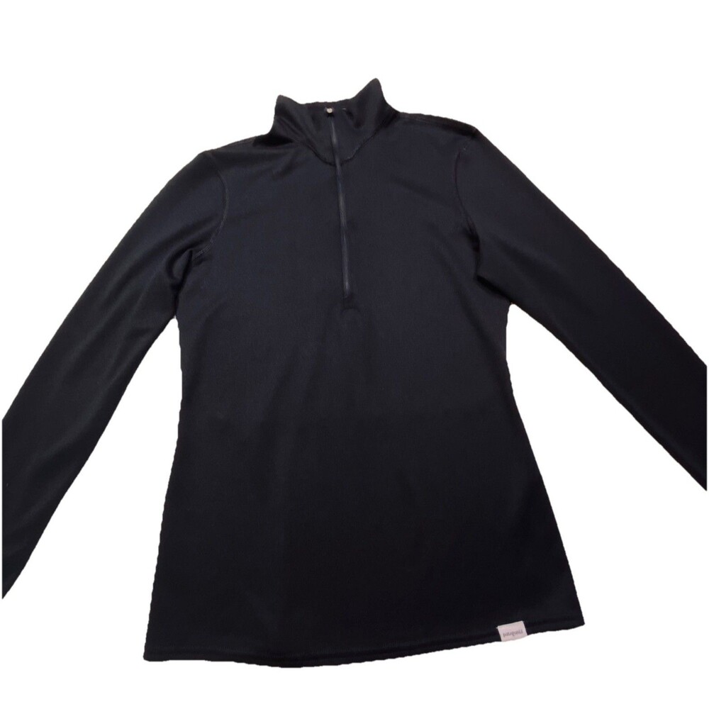 Patagonia Capilene Pullover‎ 1/4 Zip Shirt Fitted Black Top Midweight Size XS